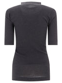 Brunello Cucinelli Ribbed T Shirt With Monili