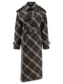 Burberry "Check" in cotone miscela a lungo trench