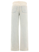 Givenchy Oversized Denim And Tweed Mixed Jeans With 4 G Detail