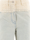 Givenchy Oversized Denim And Tweed Mixed Jeans With 4 G Detail