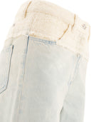 Givenchy Oversized Denim And Tweed Mixed Jeans With 4 G Detail