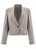 Brunello Cucinelli rayé Blazer recadré avec Monili