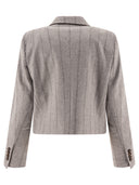 Brunello Cucinelli rayé Blazer recadré avec Monili