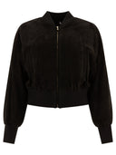 Max Mara S "Rebby" Suede Cropped Bomber Jacket