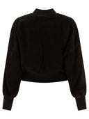 Max Mara S "Rebby" Suede Cropped Bomber Jacket