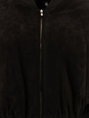 Max Mara S "Rebby" Suede Cropped Bomber Jacket