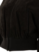 Max Mara S "Rebby" Suede Cropped Bomber Jacket