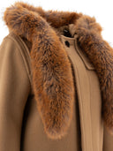 Burberry Faux Pelzverkleidung Wolle Duffle Mantel