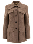 Chloé Long Officer Jacket In Herringbone Boyish Wool
