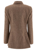 Chloé Long Officer Jacket In Herringbone Boyish Wool