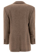 Brunello Cucinelli cepillado de lana techno chevron blazer con monili