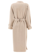 Brunello Cucinelli Hand Crafted Coat In Cashmere Double Beaver Cloth With Monili