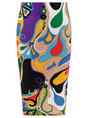 Emilio Pucci Orchidee Print Pencil Skirt