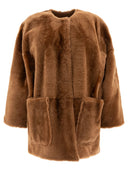 Max Mara Atelier Lacon Shearling 가역적 코트