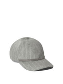 Brunello Cucinelli Chalkstripe Flannel Cap med skinnende band