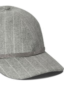 Brunello Cucinelli Chalkstripe Flannel Cap med skinnende band