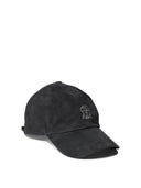 Brunello Cucinelli letvægts ruskind baseball cap med broderet logo