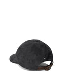 Brunello Cucinelli letvægts ruskind baseball cap med broderet logo