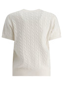 Brunello Cucinelli Cashmere Cable Knit Short Sleeve Sweater