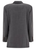 Blazer Blazer di lana a petto singolo Brunello Cucinelli