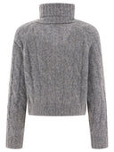 Brunello Cucinelli Wool And Mohair Cable Knit Turtleneck Sweater With Monili