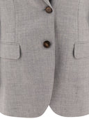 Brunello Cucinelli Linen And Wool Canvas Blazer With Monili