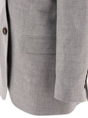 Brunello Cucinelli Linen And Wool Canvas Blazer With Monili