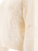 Elie Saab Sweter z koronkowymi wkładkami