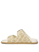 Valentino Garavani Sandalo Flat In Rafia Sintetica A Motivo Toile Iconographe