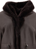 Yves Salomon Cappotto dans Shearling Con Cappuccio