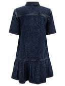 Ganni Crinkled Future Denim Mini Dress