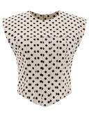 Ganni Printed Double Satin Corset Blouse