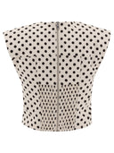 Ganni Printed Double Satin Corset Blouse