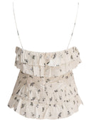 Ganni tryckt satin slip top