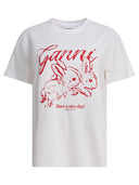 Ganni Basic Jersey Bunnies avslappnade T -shirt