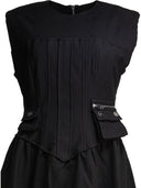 Ganni Heavy Cotton Tailoring Corset Midi Dress