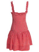 Ganni Stretch Seersucker Strap Ruffle Mini Dress