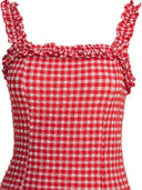 Ganni Stretch Seersucker Strap Ruffle Mini Dress