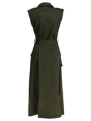 Elie Saab Gabardine Midi Dress Palm Shade40 Gabardine
