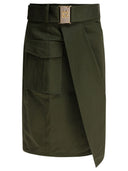 Elie Saab Gabardine Midi Skirt Palm Shade36 Gabardine