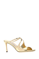 Jimmy Choo Gold Leather Anise 75 Mules