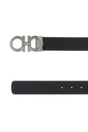 Salvatore Ferragamo Black Leather Reversible Belt