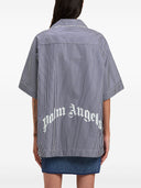 Palm Angels Curved Logo Print Striped Shirt
