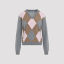 Prada Argyle V Neck Sweater