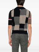 Thom Browne Patchwork Baby Cable Intarsia V Neck Vest In Donegal