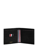 Thom Browne Billfold W/ Goose Half Drop Embroidery In Pebble Grain Leather