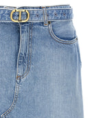 Gonna in denim con fibbia del logo set gemello