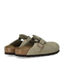 Zoccolo Birkenstock Boston in pelle scamosciata color talpa
