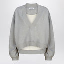The Attico Grey Mélange Cotton Sweatshirt With Logo