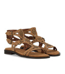 Ash Paprika Studs Camel Flat Sandal